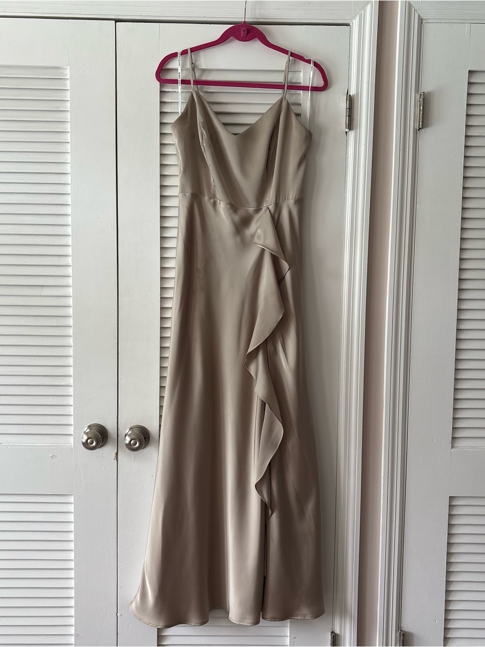 Birdy Grey Theresa Matte Satin Dress Neutral Champagne (Women’s Size M)